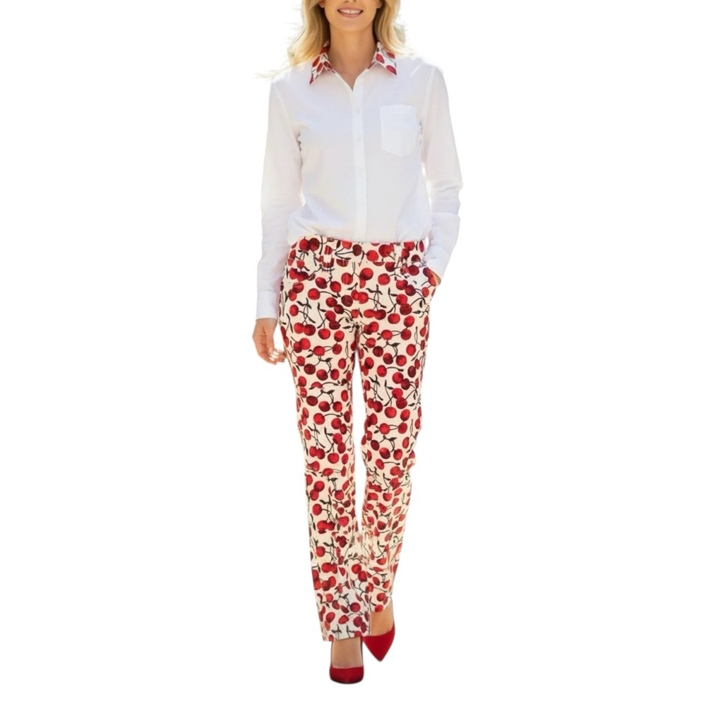 Dolce & Gabbana Red and White Cherry Pattern Pants Sz M Adorable!!